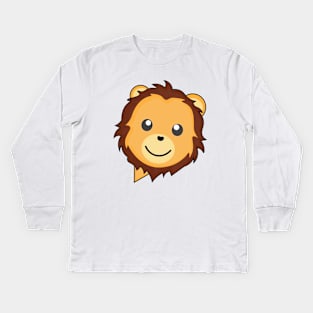 Cute Lion Cartoon Character in Speech Bubble Kids Long Sleeve T-Shirt